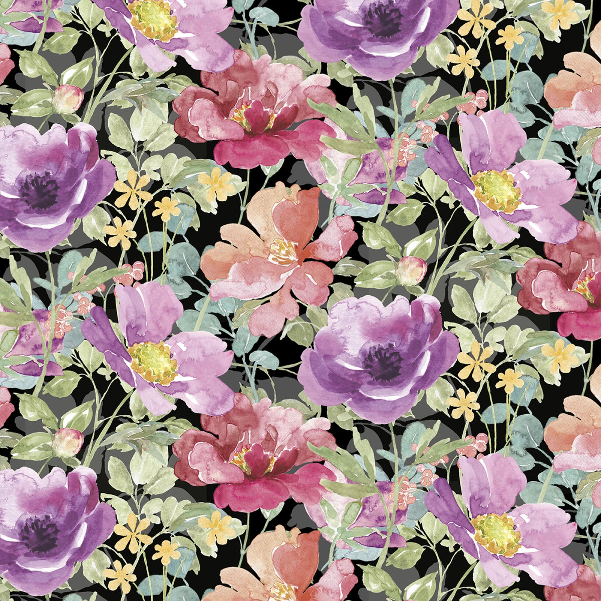 Meadow Melody - Black Floral All Over