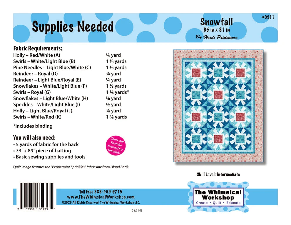 The Whimsical Workshop - SnowFall Quilt Pattern