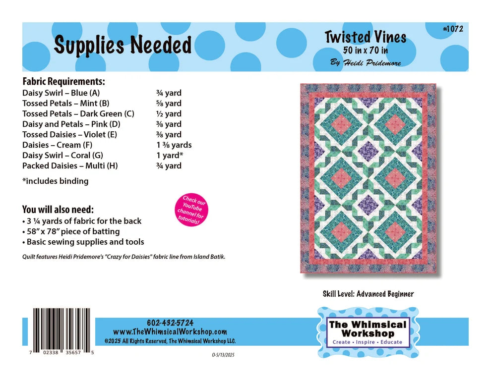 The Whimsical Workshop - Twisted Vines Quilt Pattern