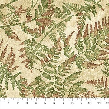 Northcott - Stonehenge Organics - Ferns - Beige Multi