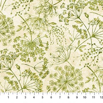 Northcott - Stonehenge Organics - Queen Annes Lace - Cream / Green