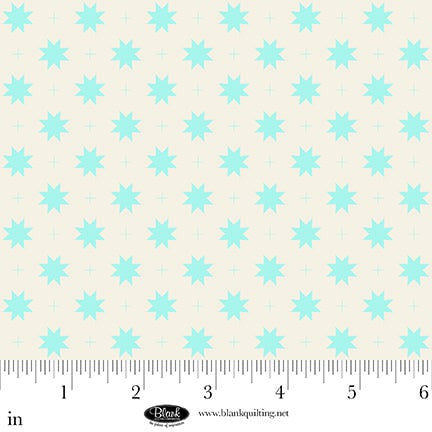 The Bright Side - White&Turquoise - Eighth Point Star and Check