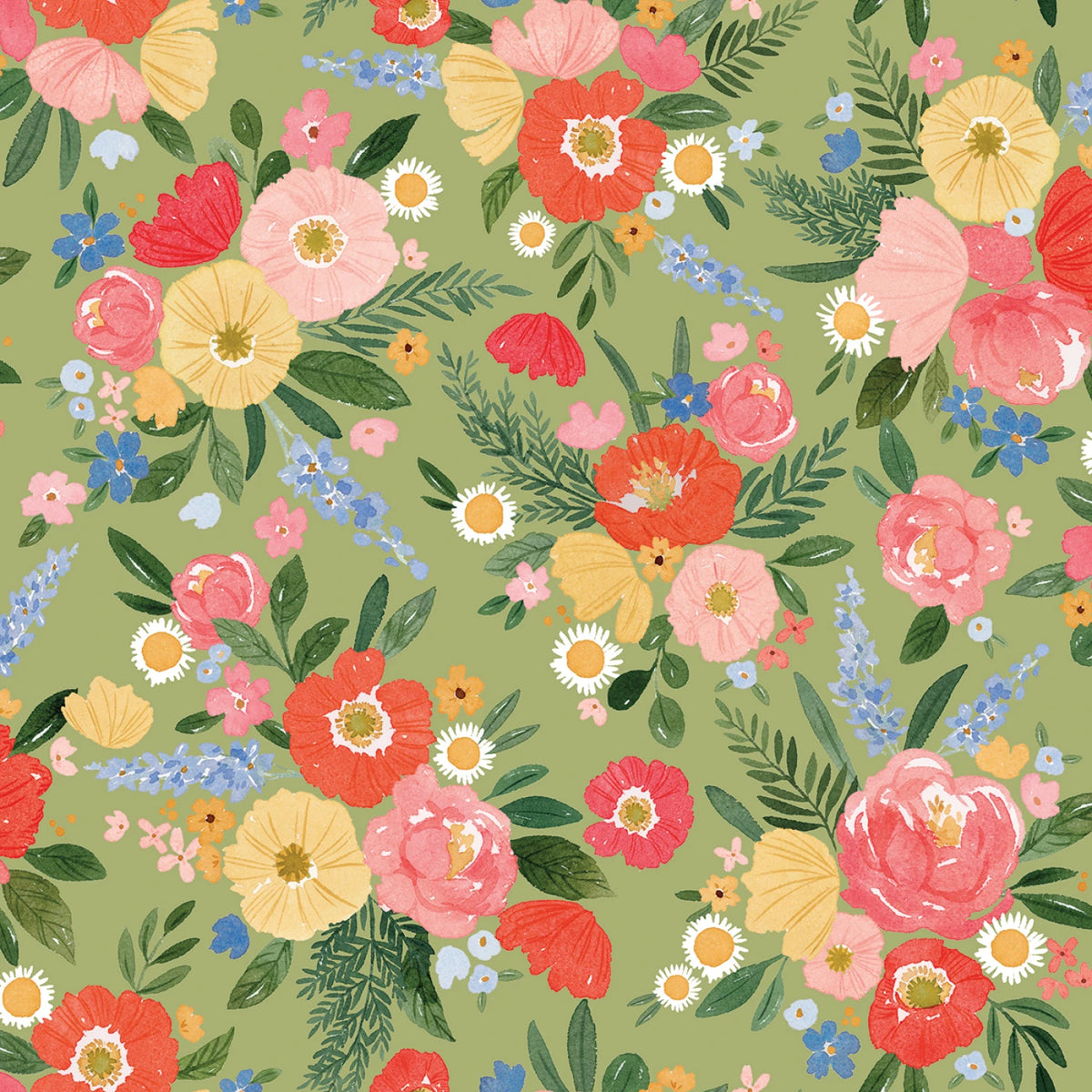 Floral Charms - Main Green