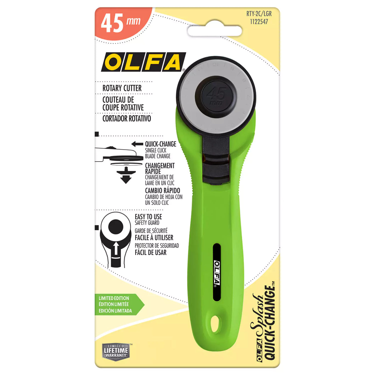 OLFA 45mm Quick Change Rotary Cutter - LIME