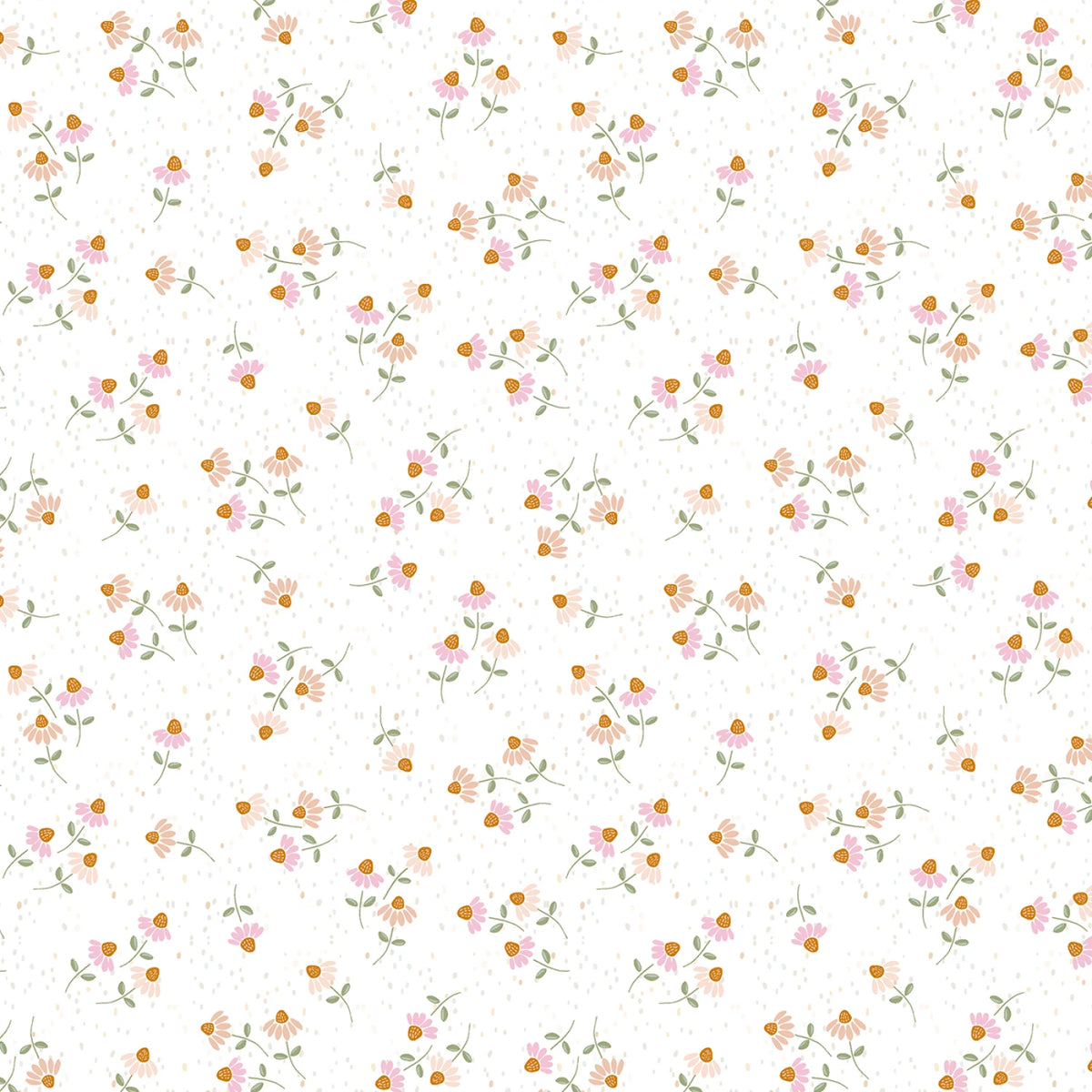 Coneflower Corral - White Ditsy Floral