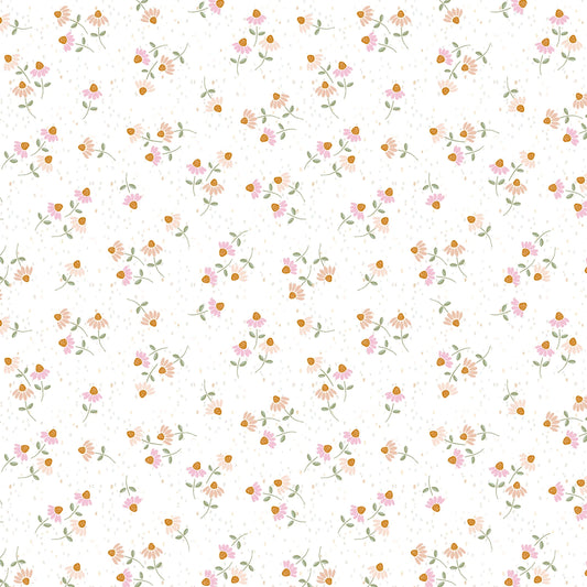 Coneflower Corral - White Ditsy Floral