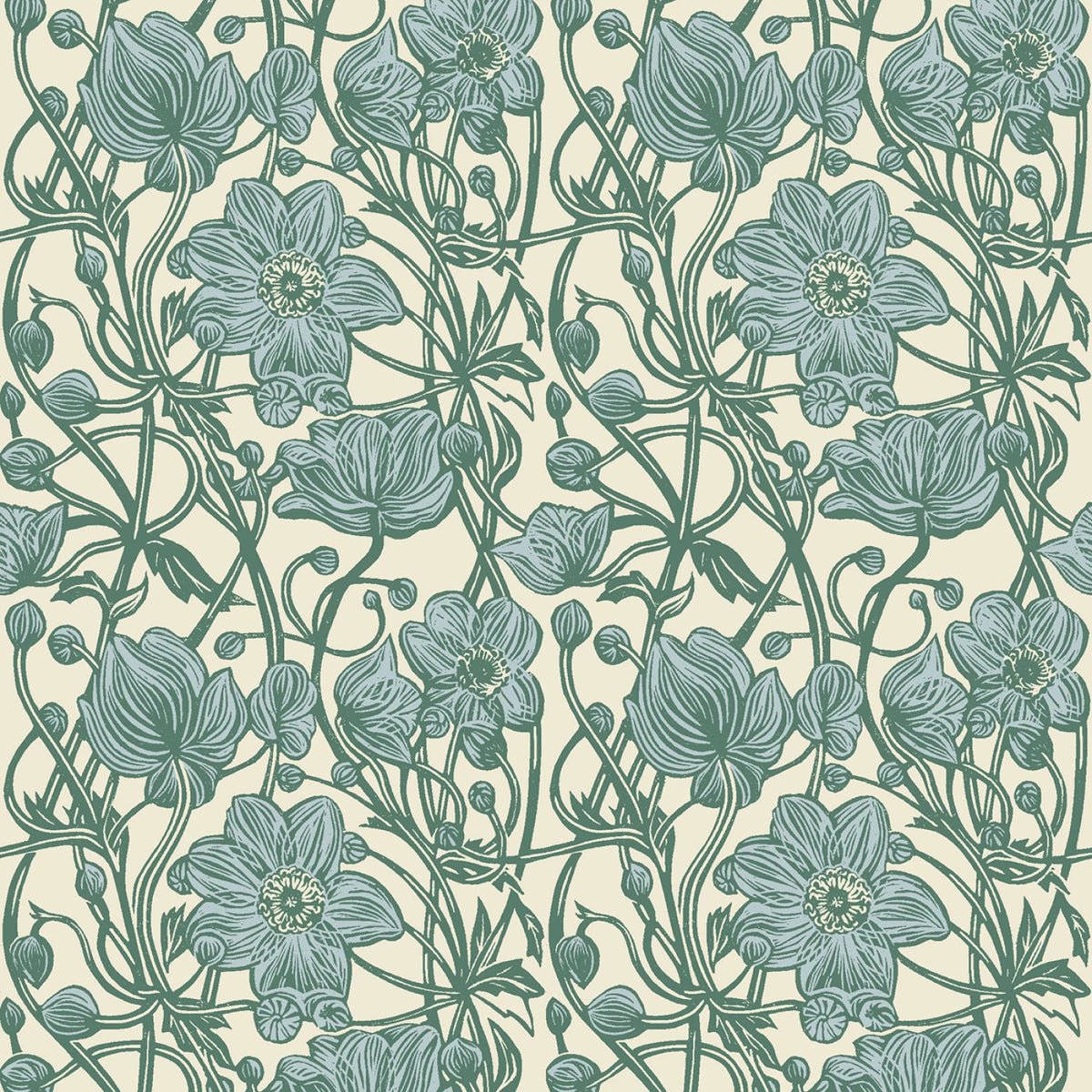 Cottage Flowers - Blue Anemone