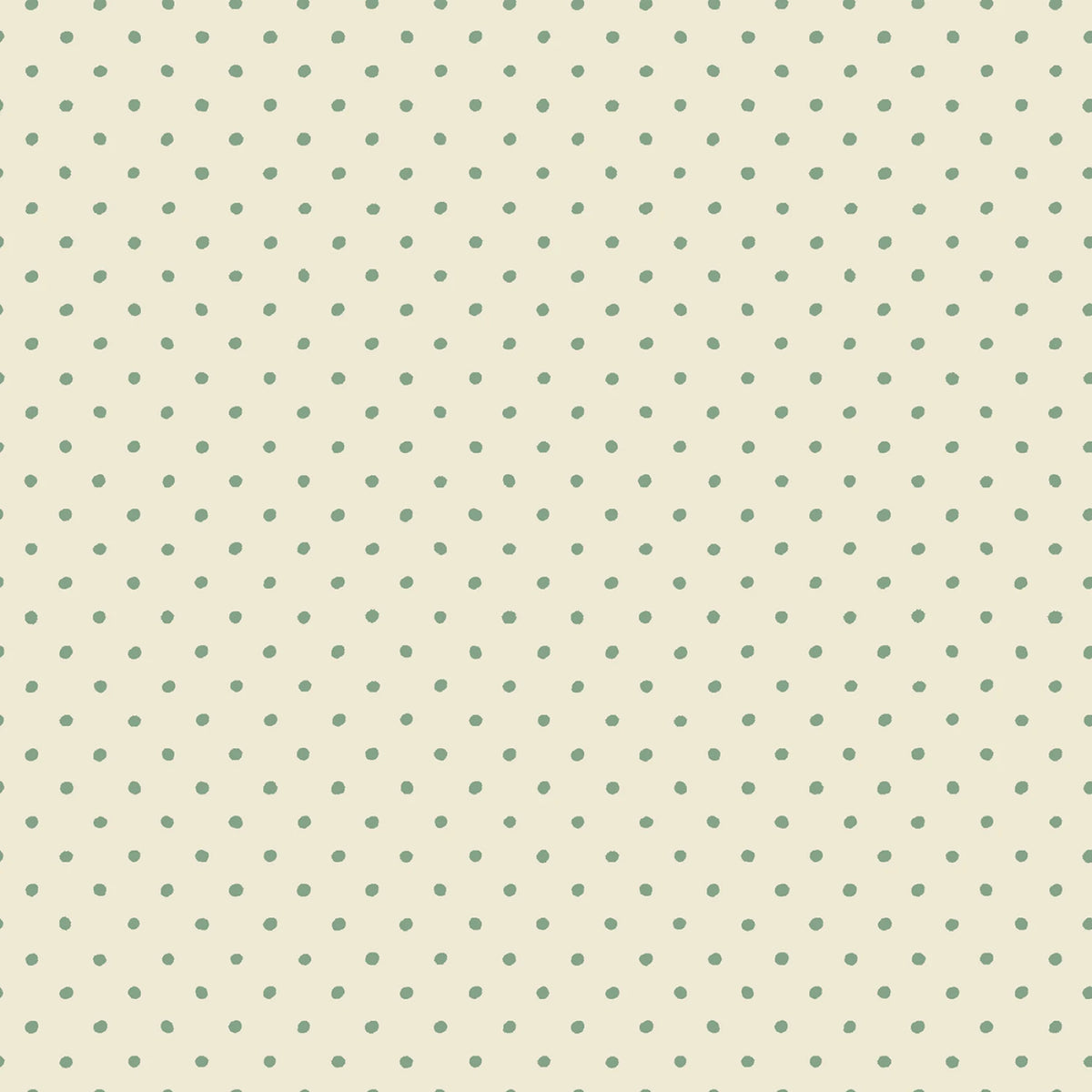 Cottage Flowers - Cream/Green Dot